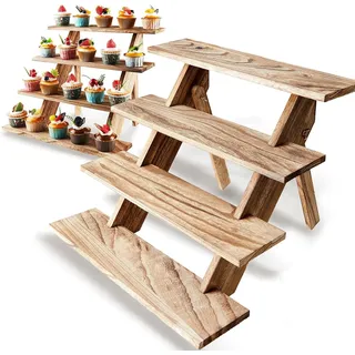 Etagere Tortenständer Cupcake Ständer 4 Etagen Ständer aus Holz