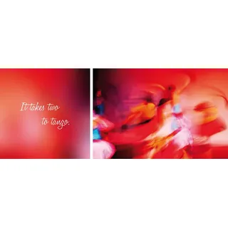 Leinwandbild QUEENCE "Tango", rot (farbe bild(er): rot), B:100cm H:40cm T:2cm, Canvas, Holzrahmen, Bilder, Leinwandbild, Premium-Leinwandstoff, Handarbeit aus Deutschland, Spruch, 2er Set