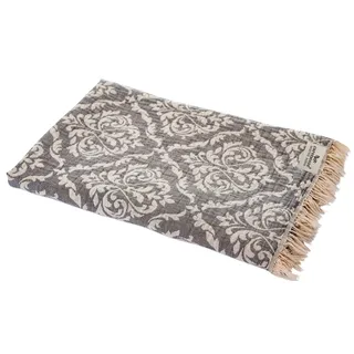 Carenesse Jacquard Hamamtuch Barock 90 x 175 cm grau I Edles Hamam Handtuch 100% saugfähige Baumwolle mit hochwertiger Webung I Pestemal/Fouta weich & zart I Leichtes Hamam Strandtuch kompakt