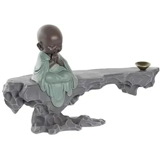 Figur Mönch, Buddha, Halter und Zapfen, Kunstharz, 22 x 5,5 x 14 cm