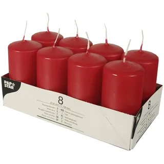 Papstar Stumpenkerzen 10 cm rot 8 St.