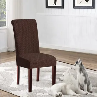 Stuhlhussen 6 Stück - Stuhlhussen für Esszimmerstühle - Stretch-Stuhlhussen - Kaffee