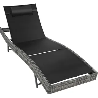 tectake Rattan-Sonnenliege Moana, 69 x 211 x 41 - 94 cm, grau-meliert , Grau , Kunststoff , 69x94x211 cm , Gartenmöbel, Gartenliegen