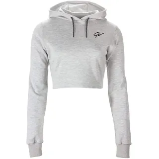 Gorilla Wear Pixley Crop Top Hoodie - grau - leicht funktionell Oberteil mit Logo zum Sport Workout Training bequem bewegungsfreiheit atmungsaktiv ansprechende Passform aus Baumwolle Polyester, L