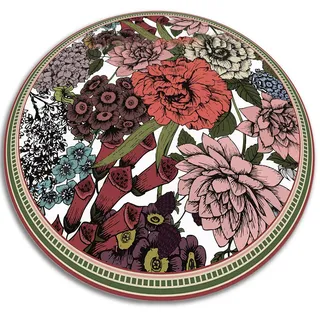 Tulup Vinyl Teppich Ø130 cm Vielfältige Blumen , Rot , Kunststoff , Rund , 130x130 cm , Teppiche und Böden, Teppiche, Outdoorteppiche