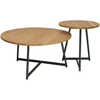 Boxxx Couchtischset , Schwarz, Wildeiche , Holz, Metall , 2-teilig , Wildeiche , rund , eckig, Rundrohr , 60x40x60 cm , einfacher Aufbau , Wohnzimmer, Wohnzimmertische, Couchtische, Couchtische rund