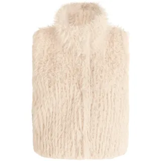 Fellimitatweste AMBER & JUNE "Plüschweste mit Kragen", Damen, Gr. 40, beige (pearl cream), Obermaterial: 100% Polyester PES., Westen Fellimitatweste