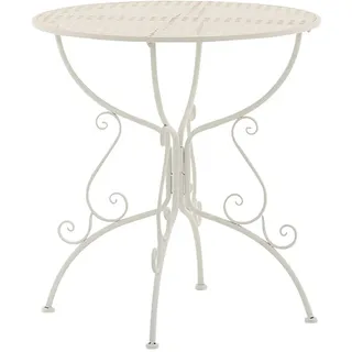 CLP Gartenbeistelltisch rund Ø70 cm Metall weiß , Weiß , 70x74x70 cm , Gartenmöbel, Gartentische, Garten-Beistelltische
