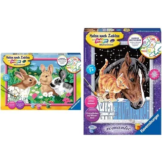 Ravensburger Malen Nach Zahlen - Putzige Häschen für Kinder Ab 9 Jahren & Fohlen Mit Kätzchen für Kinder Ab 7 Jahren