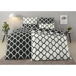 OTTO home Alba Wendebettwäsche Baumwolle Schwarz 155 x 220 cm + 2 x 80 x 80 cm