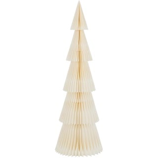 J-LINE - Weihnachtsbaum, faltbar, cremefarbenes Papier, mittelgroß, Weiß