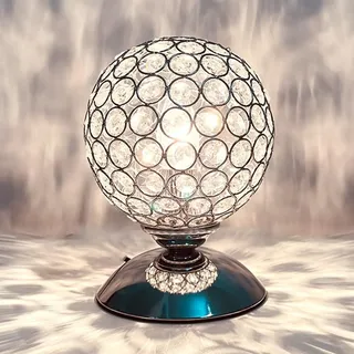 GUANSHAN Silberne Kristall-Tischlampe, sphärisches Nachtlicht, dimmbar, moderne Nachttischlampe mit Touch-Sensor-Touch-Funktion, für Wohnzimmer, Schlafzimmer
