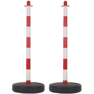 Perel Kunststoffpfosten für Absperrkette - Rot/Weiß - 2-tlg.