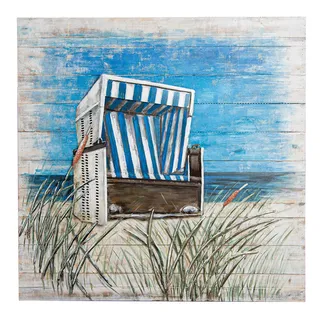 Gilde "Bild quadratisch Strandkorb", Strandbilder 1 Stk. tlg., farbe bild(er): blau