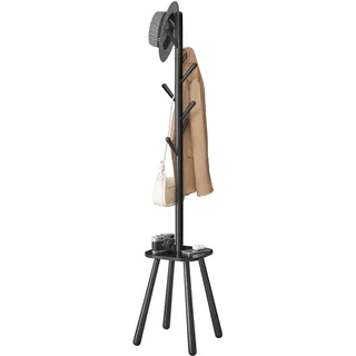 VASAGLE Garderobenständer mit 8 Haken und Ablagefläche 170,5 cm hoch Tintenschwarz