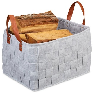 Relaxdays Aufbewahrungskorb Filz, faltbare Aufbewahrungsbox, Filzkorb mit Henkeln, HxBxT: 26 x 40 x 30 cm, hellgrau, 1 Stück