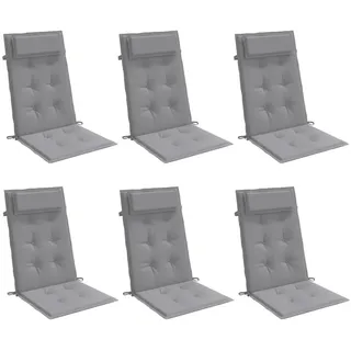 vidaXL Hochlehner-Auflagen 6 STK. Grau Oxford-Gewebe