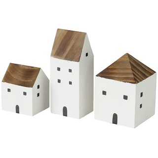 BOLTZE Dekoaufsteller-Set Gotan 3-TLG. Haus H 7,5-13,5 cm Kiefer-Holz Deko.