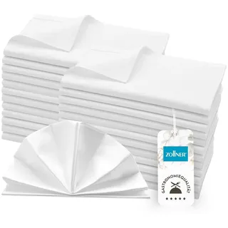 ZOLLNER 25er Set Mundservietten 100% Baumwolle, 50x50 cm, Weiß