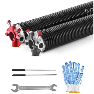 VEVOR Torsionsfedern für Garagentore (Φ 5,26 x Φ 50,8 x 618 mm) 16000 Zyklen, schwarz beschichtet zum Auswechseln, Garagentorfedern mit rutschfesten Wickelstäben & Handschuhen & Montageschlüssel