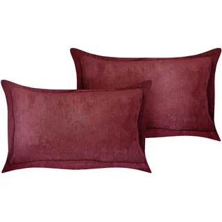 BELIANI Set aus 2 Bordeaux dekorativen Kissen aus Cord 47 x 27 cm Moderne traditionelle Wohnzimmer Schlafzimmer-Kissen - Rot