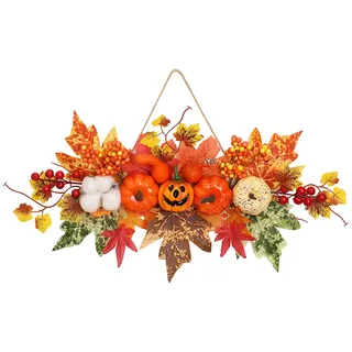 Generisch Herbstkranz Modern Groß Autumn Türdeko Deko Fall Wreath Für Haustür Herbstdeko Hängend Tisch Außen Türkranz Deko Herbstdeko Innen Erntedankfest Halloween (A#01, One Size)