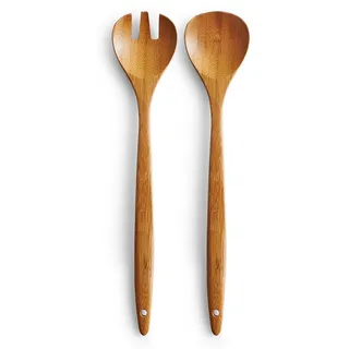 Zeller 23576 Salatbesteck, 2-tlg., Bamboo, L 30 cm, Salatgarnitur, Salatlöffel, Salatgabel, Holzbesteck, Küchenhelfer
