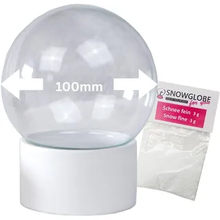 Snowglobe for You | Bastelset DIY Schneekugel m. 1 x Schnee | Do it Yourself mit Glaskugel und Polyresinsockel weiß | 100mm Durchmesser, 120mm Höhe | 40052 (weiß)