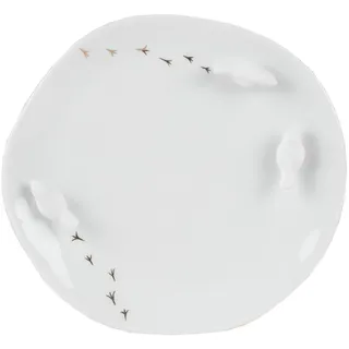 räder Porzellangeschichten Teller Vögel Ø 13,5 cm gold/weiß
