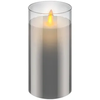 goobay LED Echtwachskerze im Glas 15 cm grau