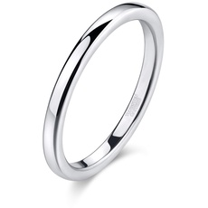 Titaniumcentral 2mm Silber Herren Damen Wolfram Ring Wolframcarbid Ringe Hochzeit Ehering Verlobungsringe Polierte (2mm-silber, 54 (17.2))