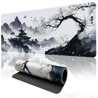 Zindoo XXL Anime Mauspad 1200 x 600 mm – Japanische Kirschblüte Schreibtischunterlage– Präzise Mausführung, rutschfest & Genähte Ränder, Perfekt für Büro & Gamer