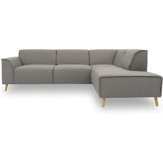 DOMO. collection Ecksofa Jules FK, skandinavisches Sofa mit Federkern, Couch Garnitur mit Holzfüßen, 263 x 191 x 81 cm (BxTxH), Ottomane rechts, silber