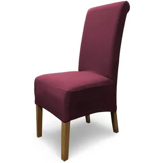 Scheffler Home Stuhlhussen Emma Cottina Bordeaux 6er Set – Elastische waschbare Stuhlbezüge aus Baumwolle – Stuhlabdeckungen für Hochlehner Esszimmerstühle – Öko-Tex Zertifiziert