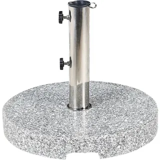 Beliani Sonnenschirmständer Grau Granit 45 cm Rund mit Edelstahlrohr Modern Garten Terrasse Balkon Outdoor Außenbereich Ausstattung Zubehör - Grau, Silber