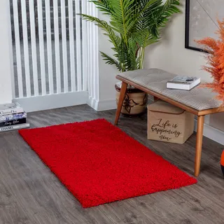 Livabliss Hochflor-Teppich »BORACAY« rechteckig 37 mm Höhe Flauschig, Langflor, Weich, Wohnzimmer Flurteppich, Grau, rot