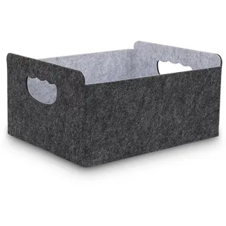 BEHONA Filzkorb Aufbewahrungskorb aus Filz, Organizer Box für Schrank & Regal, Faltbarer Aufbewahrungskorb, Filzbox für Zuhause und Büro, Schwarz-grau ( 1 Stück )
