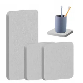 LIULINY 3 Stück Wasserabsorbierende Kieselgur Seifenschale, 16x8cm, 8x8cm Wasserabsorbierende Diatomit, Water Absorbing Stein für Spüle, Saugfähige Kieselgur Tablett, für Handseife Becher Zahnbürsten