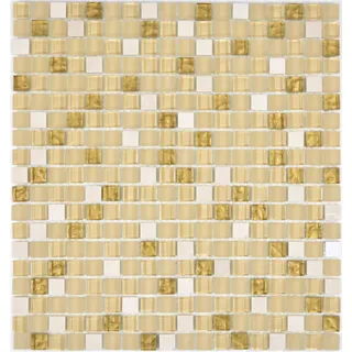 Mosaik Naturstein Glas Quadrat Crystal mix weiß matt/gold Art: 92-1201_f 1 qm