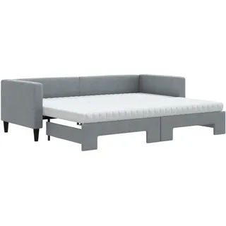 vidaXL Tagesbett Ausziehbar mit Matratze Hellgrau 80x200 cm Stoff - Grau