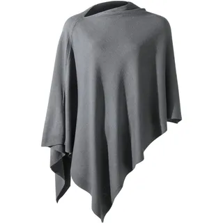 Fomolom Damen-Poncho-Pullover, vielseitig, leicht, einfarbig, gestrickt, Schultertuch, Umhang, Schal, Zubehör für Damen, Greystone, Einheitsgröße