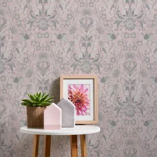 A.S. Création Vliestapete Floral 10 m x 0,53 m 53 g Rosa/Grau/Weiß 390752