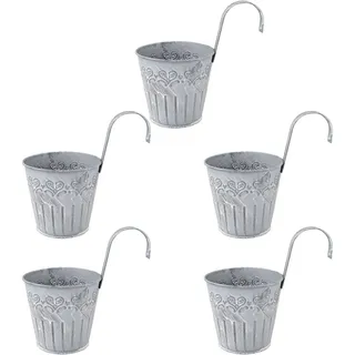 Yardwe Hängetöpfe Vintage Metall Eimer Mini Blumentopf Wand Pflanztopf Balkontopf übertopf zum Aufhängen Garten Deko für Indoor Outdoor 5 Stück