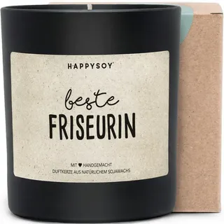 Beste Friseurin - Duftkerze mit Spruch als Dankeschön Geschenk für Friseurin, liebevolle Aufmerksamkeit, blumiger Duft, Kerze im Glas