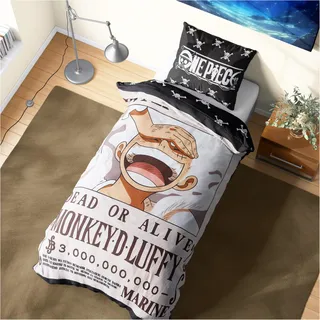 Get Trend One Piece Kinderbettwäsche 135x200 cm, Wendbare Bettwäsche Kinder & Teens, Ruffy Kissen- & Deckenbezug, Anime Geschenke für Jungs (Multi One Piece, Einzel)