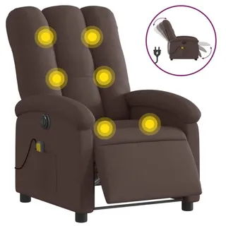 vidaXL Massagesessel Elektrisch Dunkelbraun Stoff - Braun