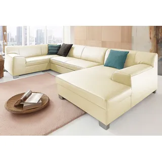 DOMO collection Wohnlandschaft Kunstleder U-Form 3-Sitzer Beige