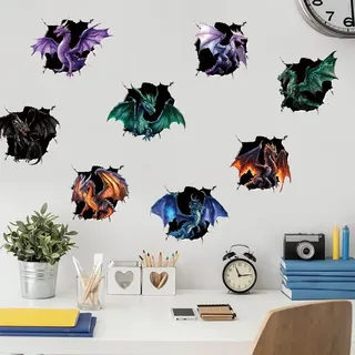 SUPERDANT Drachen 3D Wandaufkleber Dino 3D Wandsticker Pteranodon Selbstklebende Vinyl Kunstdekoration 3D Drachen Wandtattoo Vinyl Wandsticker Für Jungenzimmer Wohnzimmer Schlafzimmer Wanddekoration