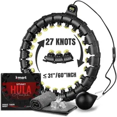 Smart Hula Hoop, Weighted Hula Hoop, Adjustable Fitness Exercise Weighted Hula Hoop, 27 Removable Knots/Links, Black Gold