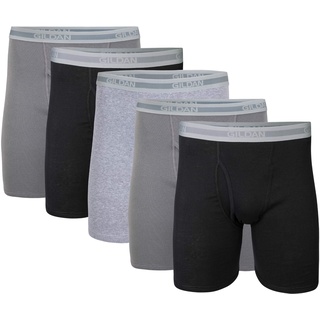 Gildan Herren Boxershorts mit normalem Bein, Multipack Retroshorts, Schwarz, Anthrazit, Sport Grey, Large (5er Pack)